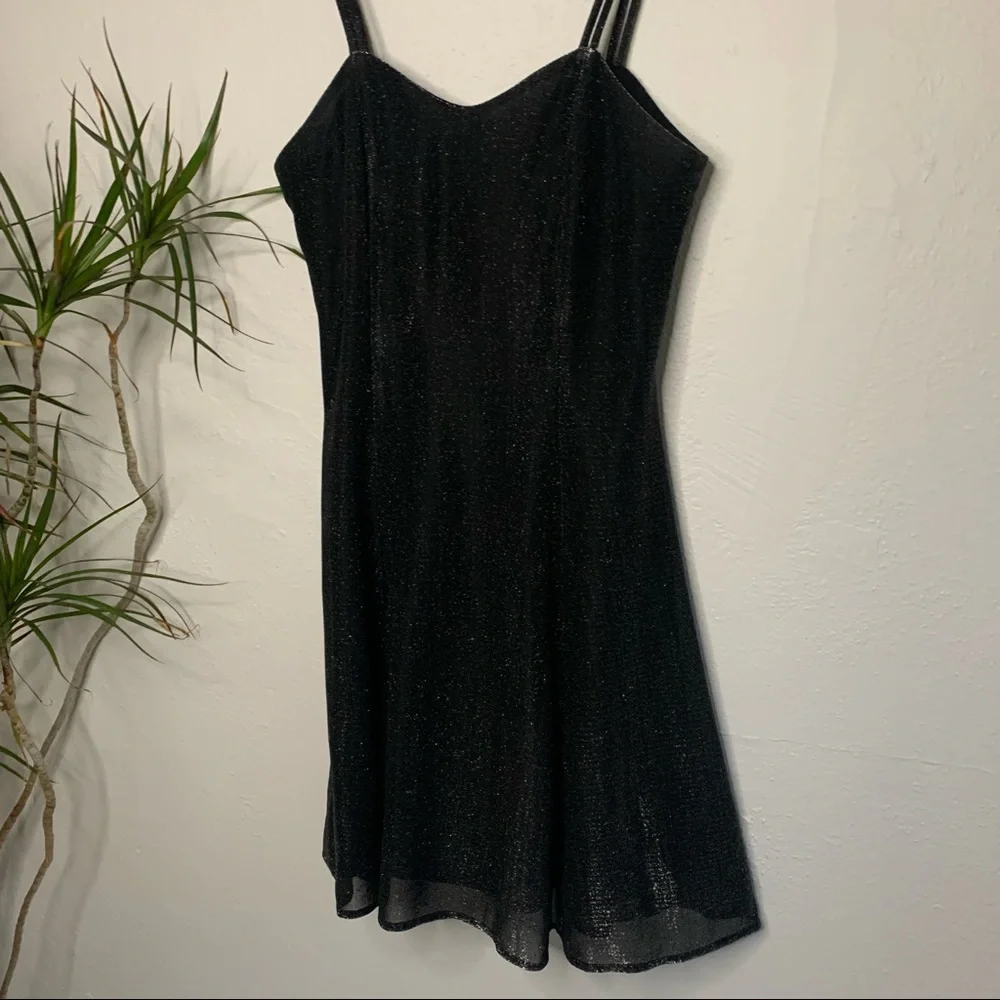 Maurices | Black/Silver Metallic Fitted Party Dress - Small - Picture 2 of 10